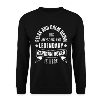 Relax my deutscher Boxer is here Retro - Unisex Pullover - Schwarz - Vorne - Alina (178cm) & Michal (187cm)