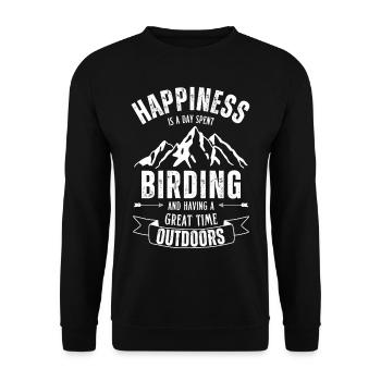 Le bonheur est une journée passée à observer les oiseaux. Observation des oiseaux - Sweat-shirt Unisexe - noir - Devant - Alina (178cm) & Michal (187cm)