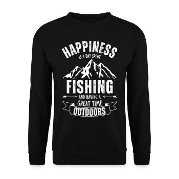 Happiness is a day spent fishing. Fishing in nature. - Unisex Sweatshirt - black - Front - Alina (178cm) & Michal (187cm)