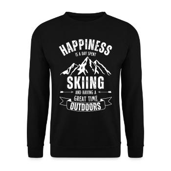 Happiness is a day spent skiing. Ski. - Unisex Sweatshirt - black - Front - Alina (178cm) & Michal (187cm)