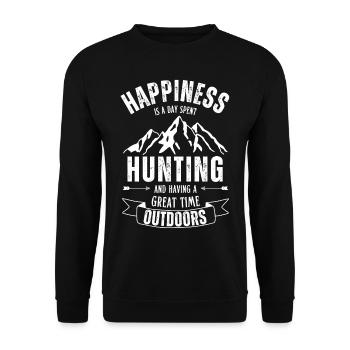 Le bonheur est une journée passée à chasser. Chasse à la nature. - Sweat-shirt Unisexe - noir - Devant - Alina (178cm) & Michal (187cm)