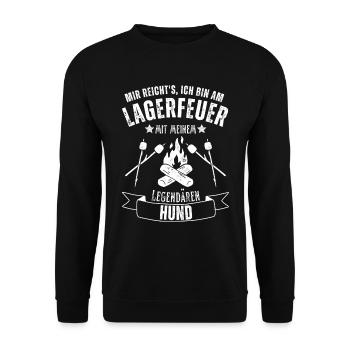 Lagerfeuer in der Natur für Hunde Liebhaber - Unisex Pullover - Schwarz - Vorne - Alina (178cm) & Michal (187cm)