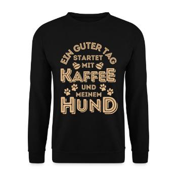 Hund & Kaffee Hund Cafe - Unisex Pullover - Schwarz - Vorne - Alina (178cm) & Michal (187cm)