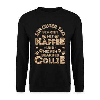 Bearded Collie Kaffee Hund Cafe - Unisex Pullover - Schwarz - Vorne - Alina (178cm) & Michal (187cm)
