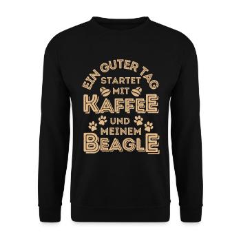 Beagle Kaffee Hund Cafe - Unisex Pullover - Schwarz - Vorne - Alina (178cm) & Michal (187cm)