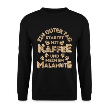 Malamute Kaffee Hund Cafe - Unisex Pullover - Schwarz - Vorne - Alina (178cm) & Michal (187cm)