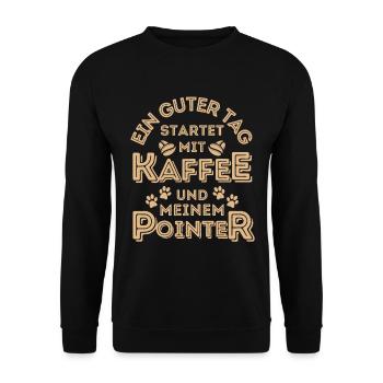 English Pointer Kaffee Hund Cafe - Unisex Pullover - Schwarz - Vorne - Alina (178cm) & Michal (187cm)