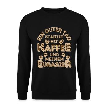 Eurasier Kaffee Hund Cafe - Unisex Pullover - Schwarz - Vorne - Alina (178cm) & Michal (187cm)