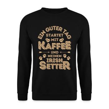 Irish Setter Kaffee Hund Cafe - Unisex Pullover - Schwarz - Vorne - Alina (178cm) & Michal (187cm)