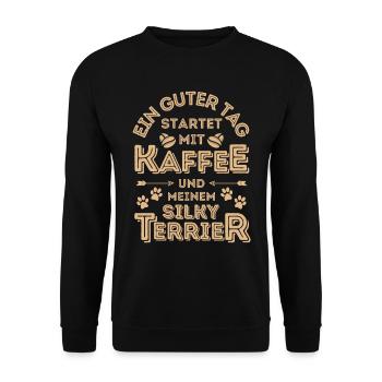 Silky Terrier Kaffee Hund Cafe - Unisex Pullover - Schwarz - Vorne - Alina (178cm) & Michal (187cm)