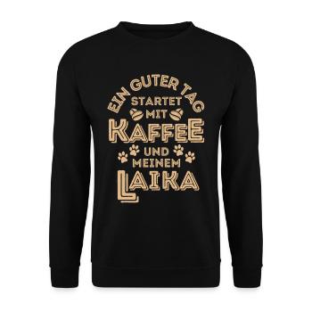 Laika Kaffee Hund Cafe - Unisex Pullover - Schwarz - Vorne - Alina (178cm) & Michal (187cm)
