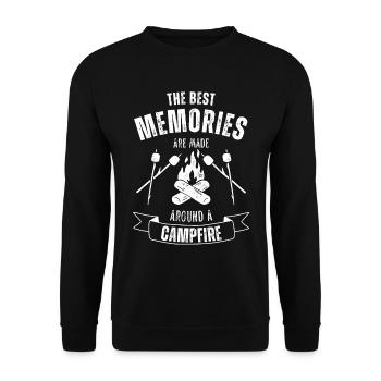 Camping Lagerfeuer Zelten in der Natur Outdoor - Unisex Pullover - Schwarz - Vorne - Alina (178cm) & Michal (187cm)