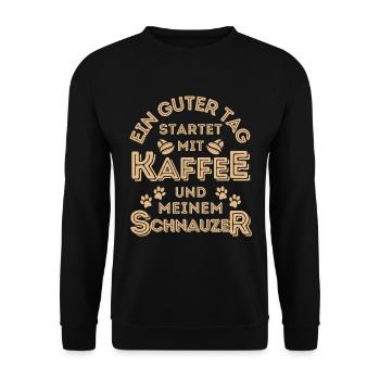 Schnauzer Kaffee Hund Cafe - Unisex Pullover - Schwarz - Vorne - Alina (178cm) & Michal (187cm)