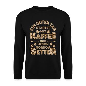 Gordon Setter Kaffee Hund Cafe - Unisex Pullover - Schwarz - Vorne - Alina (178cm) & Michal (187cm)