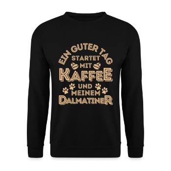 Dalmatiner Kaffee Hund Cafe - Unisex Pullover - Schwarz - Vorne - Alina (178cm) & Michal (187cm)