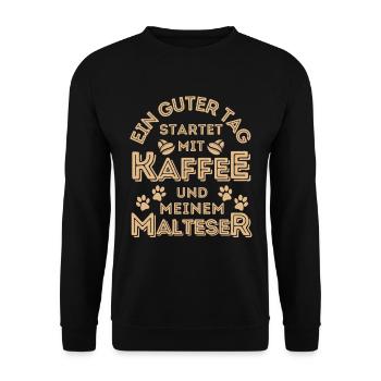 Malteser Kaffee Hund Cafe - Unisex Pullover - Schwarz - Vorne - Alina (178cm) & Michal (187cm)