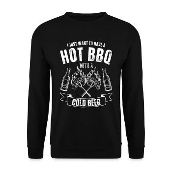 BBQ, grillen und Bier trinken für Bierliebhaber - Unisex Pullover - Schwarz - Vorne - Alina (178cm) & Michal (187cm)