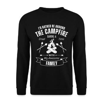 Camping campfire with family - Unisex Sweatshirt - black - Front - Alina (178cm) & Michal (187cm)