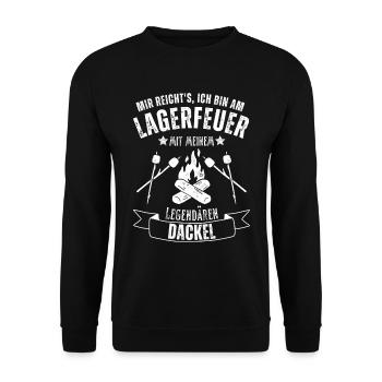 Dackel Outdoor Hund Natur Wandern Campen - Unisex Pullover - Schwarz - Vorne - Alina (178cm) & Michal (187cm)