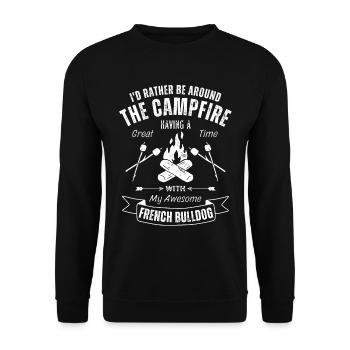 French Bulldog Outdoor Dog Hiking Camping - Unisex Sweatshirt - black - Front - Alina (178cm) & Michal (187cm)