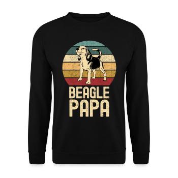 Beagle Papa Hund Retro Vintage - Unisex Pullover - Schwarz - Vorne - Alina (178cm) & Michal (187cm)