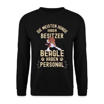Lustiger Beagle Spruch für Beagle Liebhaber - Unisex Pullover - Schwarz - Vorne - Alina (178cm) & Michal (187cm)