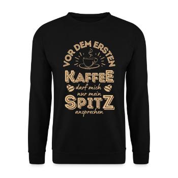 Spitz Kaffee Hund Cafe - Unisex Pullover - Schwarz - Vorne - Alina (178cm) & Michal (187cm)