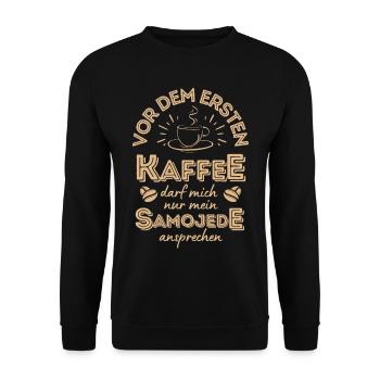 Samojede Kaffee Hund Cafe - Unisex Pullover - Schwarz - Vorne - Alina (178cm) & Michal (187cm)