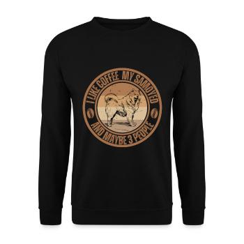 Samojede Kaffee Hund Cafe - Unisex Pullover - Schwarz - Vorne - Alina (178cm) & Michal (187cm)