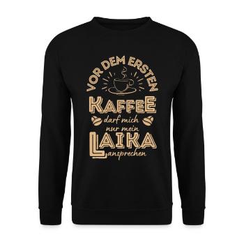 Laika Kaffee Hund Cafe - Unisex Pullover - Schwarz - Vorne - Alina (178cm) & Michal (187cm)