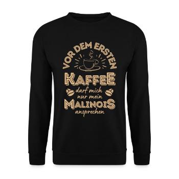 Belgian Malinois Kaffee Hund Cafe - Unisex Pullover - Schwarz - Vorne - Alina (178cm) & Michal (187cm)