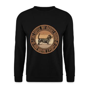 Basset Hound Kaffee Hund Cafe - Unisex Pullover - Schwarz - Vorne - Alina (178cm) & Michal (187cm)
