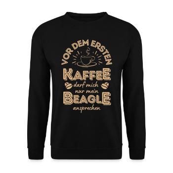 Beagle Kaffee Hund Cafe - Unisex Pullover - Schwarz - Vorne - Alina (178cm) & Michal (187cm)