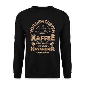Havaneser Kaffee Hund Cafe - Unisex Pullover - Schwarz - Vorne - Alina (178cm) & Michal (187cm)