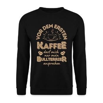 Bullterrier Kaffee Hund Cafe - Unisex Pullover - Schwarz - Vorne - Alina (178cm) & Michal (187cm)