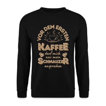 Schnauzer Kaffee Hund Cafe - Unisex Pullover - Schwarz - Vorne - Alina (178cm) & Michal (187cm)