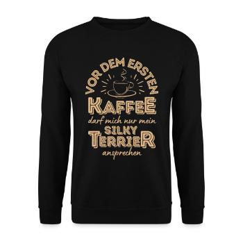 Silky Terrier Kaffee Hund Cafe - Unisex Pullover - Schwarz - Vorne - Alina (178cm) & Michal (187cm)