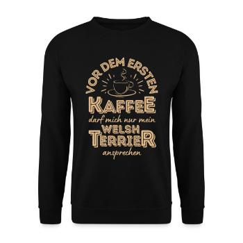 Welsh Terrier Kaffee Hund Cafe - Unisex Pullover - Schwarz - Vorne - Alina (178cm) & Michal (187cm)