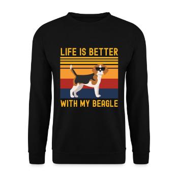 Beagle Dog Retro Vintage - Sweat-shirt Unisexe - noir - Devant - Alina (178cm) & Michal (187cm)