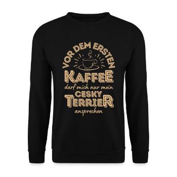 Cesky Terrier Kaffee Hund Cafe - Unisex Pullover - Schwarz - Vorne - Alina (178cm) & Michal (187cm)