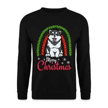 Christmas Sweet Husky Lover Kawaii - Unisex Sweatshirt - black - Front - Alina (178cm) & Michal (187cm)
