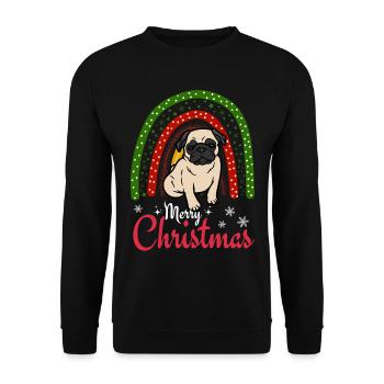 Christmas Sweet Pug Lover Kawaii - Unisex Sweatshirt - black - Front - Alina (178cm) & Michal (187cm)