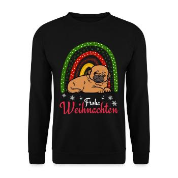 Süßer Pekinese Welpe Weihnachten Kawaii - Unisex Pullover - Schwarz - Vorne - Alina (178cm) & Michal (187cm)