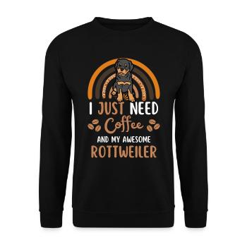 Sweet Rottweiler Café Chien Café kawaii - Sweat-shirt Unisexe - noir - Devant - Alina (178cm) & Michal (187cm)