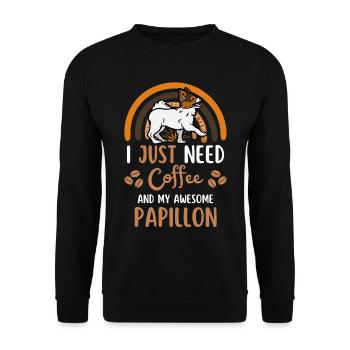 Süßer Papillon Kaffee Hund Cafe Kawaii - Unisex Pullover - Schwarz - Vorne - Alina (178cm) & Michal (187cm)