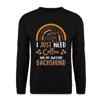 Sweet Dachshund Coffee Dog Cafe kawaii - Unisex Sweatshirt - black - Front - Alina (178cm) & Michal (187cm)