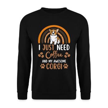 Sweet Welsh Corgi Coffee Dog Cafe kawaii - Sweat-shirt Unisexe - noir - Devant - Alina (178cm) & Michal (187cm)