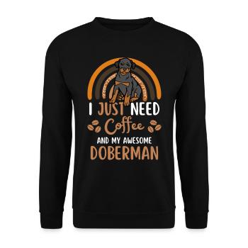 Sweet Doberman Coffee Dog Cafe kawaii - Sweat-shirt Unisexe - noir - Devant - Alina (178cm) & Michal (187cm)