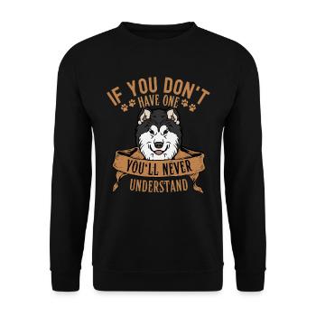 Legendärer Husky Hund Classic Retro Vintage - Unisex Pullover - Schwarz - Vorne - Alina (178cm) & Michal (187cm)