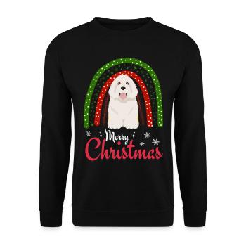 Doux Coton de Tuléar Noël - Sweat-shirt Unisexe - noir - Devant - Alina (178cm) & Michal (187cm)